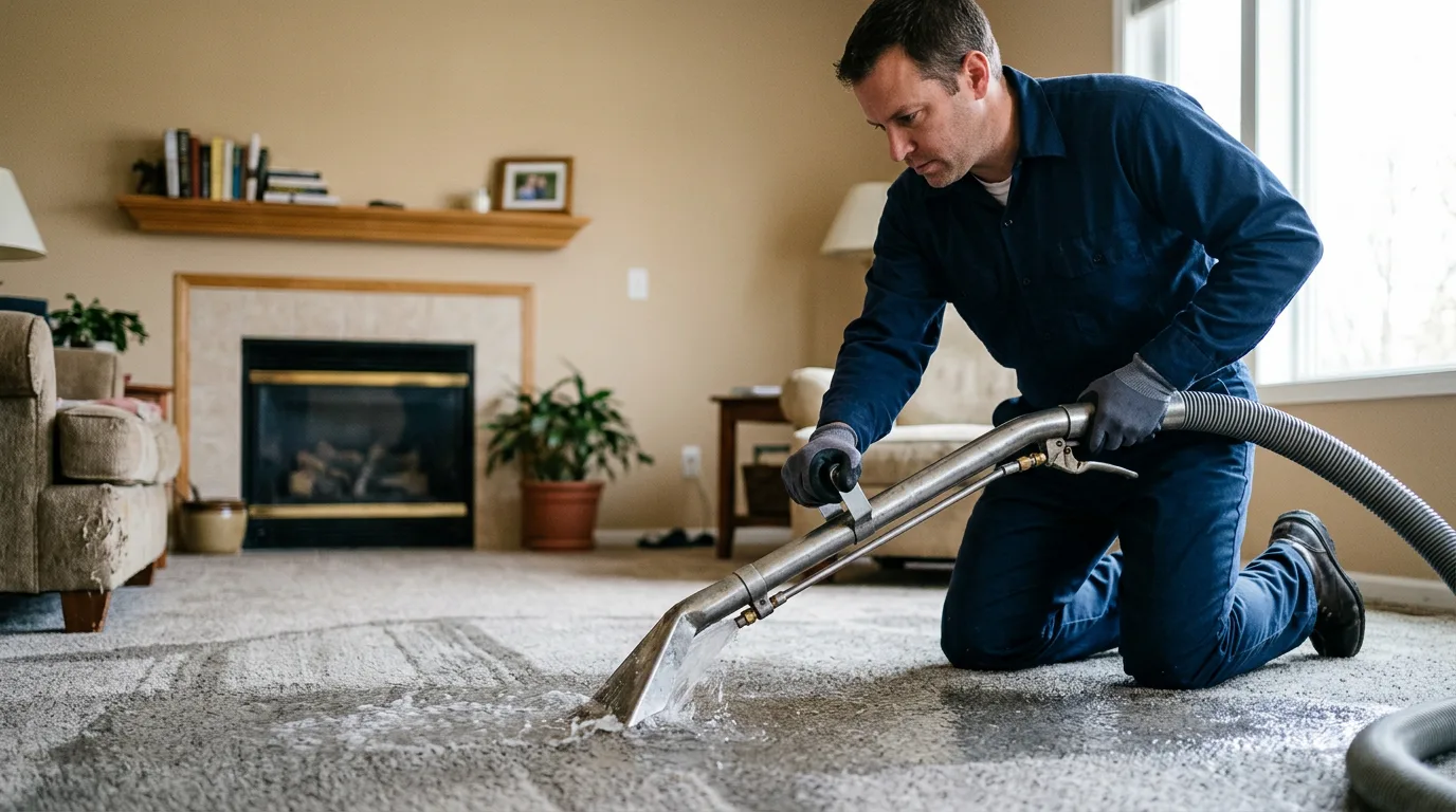 Water damage restoration technician working near East Orleans, MA